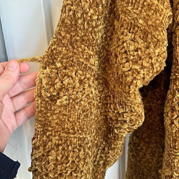 SUPER SOFT nubby buttery chenille gold cardigan - academia librarian teacher XL - Picture 3 of 10